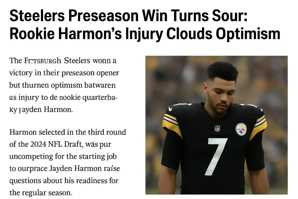Steelers Preseason Win Turns Sour Rookie Harmon’s Injury Clouds 